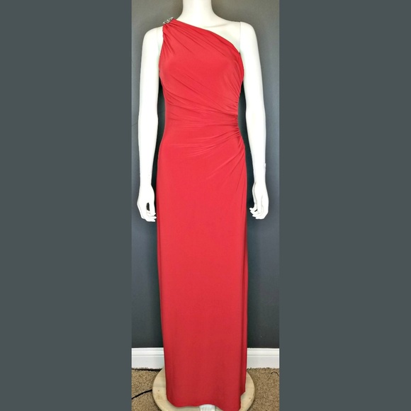 ralph lauren red evening dress